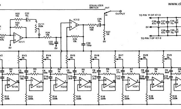 20 Band Graphic Equalizer | Electronic Schematic Diagram