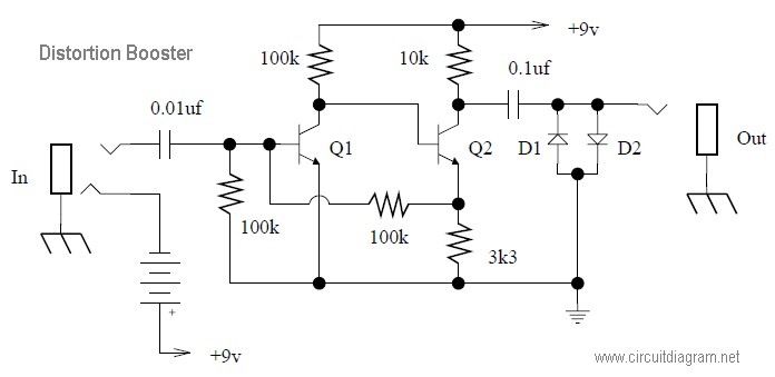 Distortion Booster | Electronic Schematic Diagram