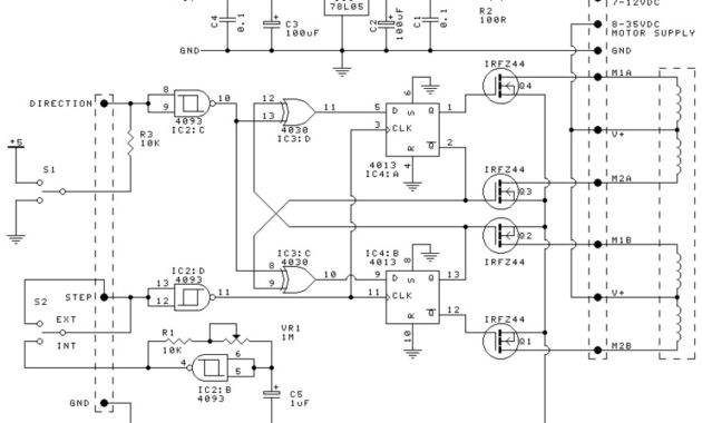 Unipolar Stepper Motor Driver | Electronic Schematic Diagram