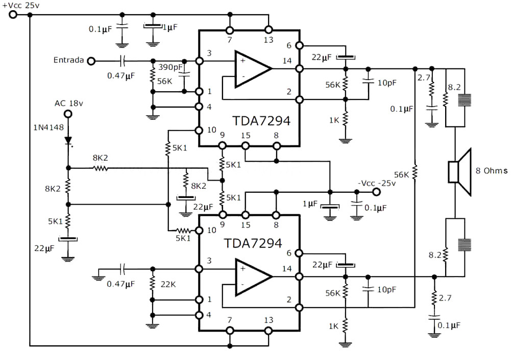 300W RMS Stereo Power Amplifier TDA7294 : Schematic, Part ...