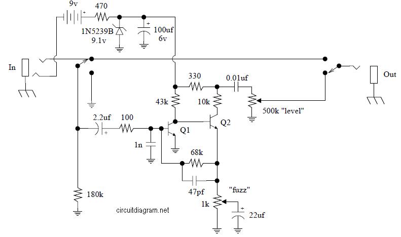 Jimi Hendrix Fuzz Face Pedal JH-2 | Electronic Schematic Diagram