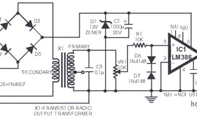 Telephone Amplifier using LM386 | Electronic Schematic Diagram