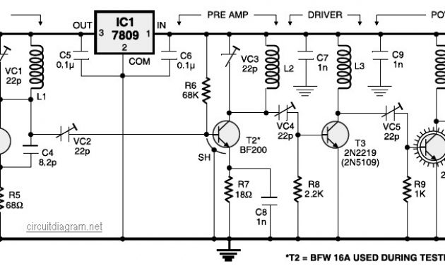 4 Stage FM Transmitter Scheme – Electronic Schematic Diagram