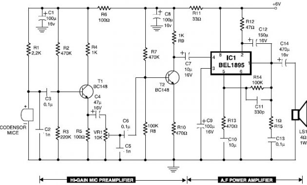 Mic Condenser Amplifier | Electronic Schematic Diagram