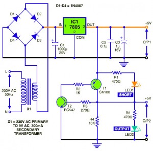 5v Dc Regulated Power Supply With Short
