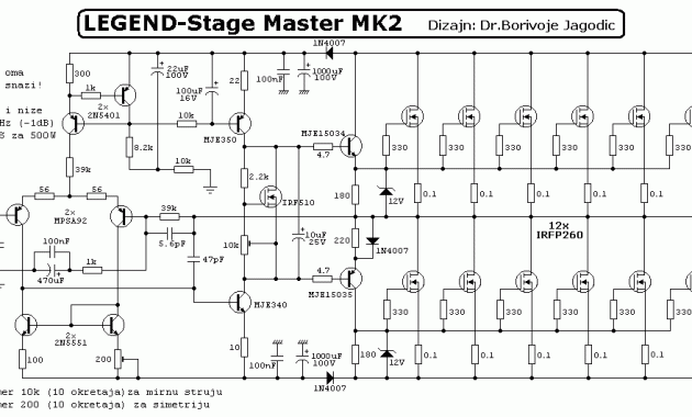 500W RMS Power Amplifier Based MOSFET | Electronic Schematic Diagram